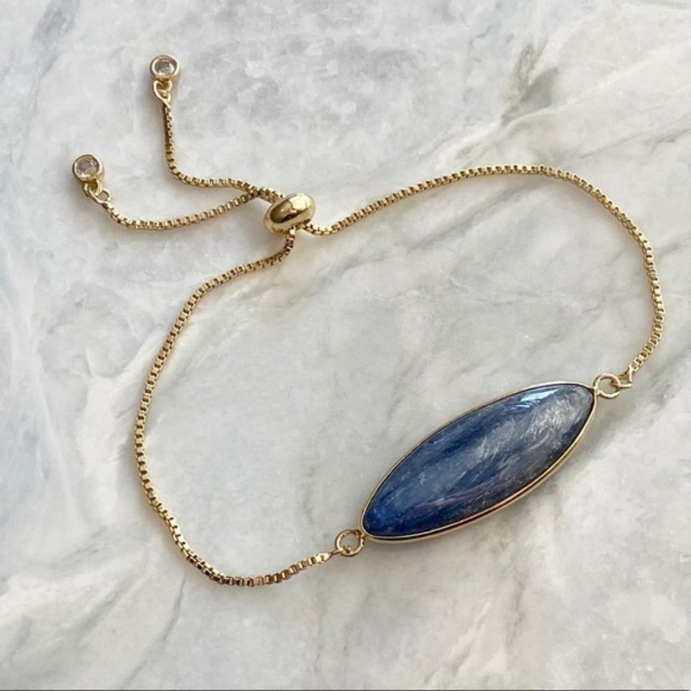 New:  Kyanite 14K GP Bolo Bracelet Estrella & Luna